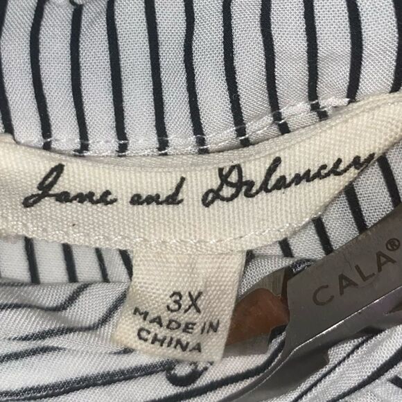 Jane and Delancey Wm’s Sz 3X Striped Boston Terrier Dog Print Button Down Shirt - Picture 4 of 5
